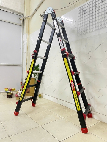 Thang nhôm gấp (rút lồng) đa năng Benboo BB-44G 4 bậc khóa gạt