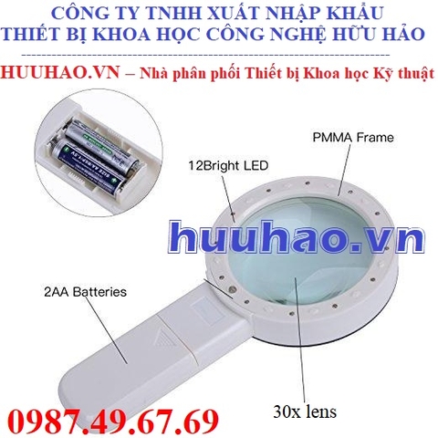 Kính lúp cầm tay 30x 12 led