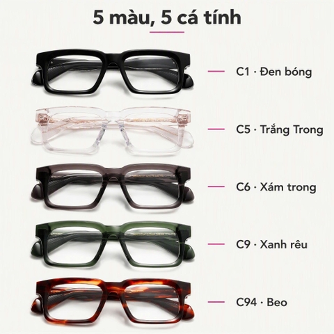 Gọng kính nhựa acetate 302LX cận /viễn/loạn thời trang cao cấp nam nữ siêu bền OURESS
