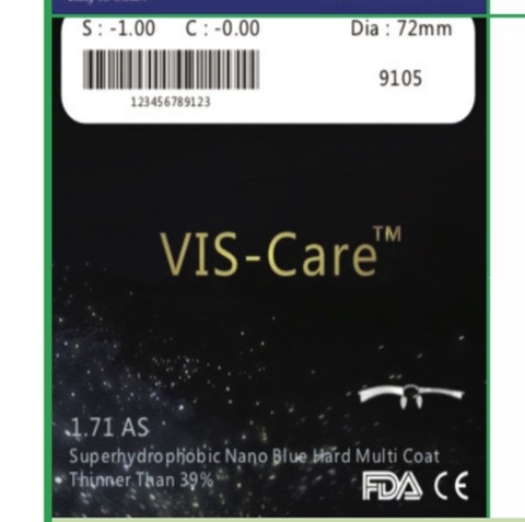 Tròng kính viscare mỏng 1.71 cận/viễn/loạn chống ánh sáng xanh phủ nano thời trang OURESS