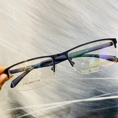 Gọng kính cận D135 3339 nửa khung hợp kim mắt kính OURESS thời trang nam nữ siêu bền