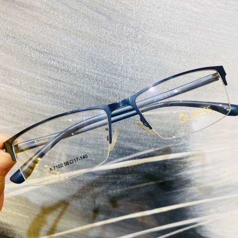 Gọng kính cận A7037 A7102 Z053 nửa khung hợp kim mắt kính OURESS thời trang nam nữ siêu bền