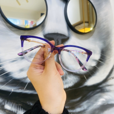 Gọng kính unisex nhựa Acetate cao cấp, dáng mắt mèo thời trang AC8024