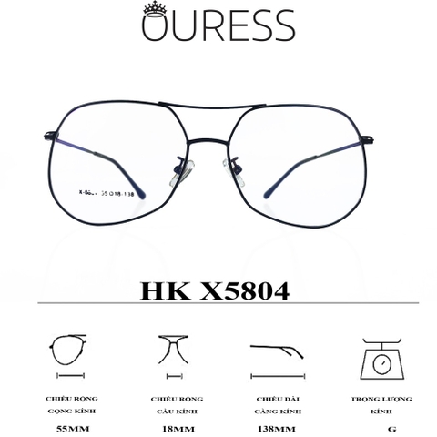 Gọng kính hợp kim x5804 thời trang nam nữ cá tính siêu nhẹ siêu bền OURESS