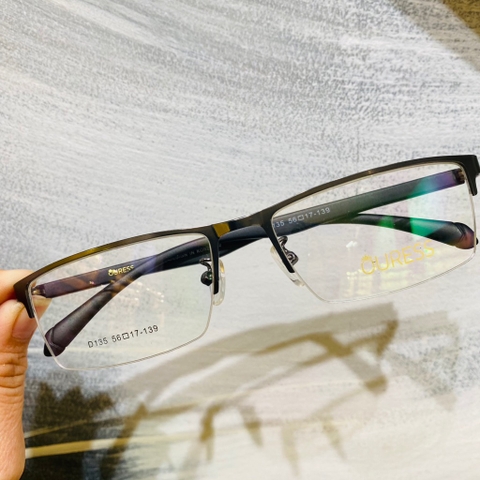 Gọng kính cận D135 3339 nửa khung hợp kim mắt kính OURESS thời trang nam nữ siêu bền