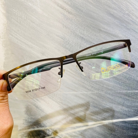 Gọng kính cận D135 3339 nửa khung hợp kim mắt kính OURESS thời trang nam nữ siêu bền