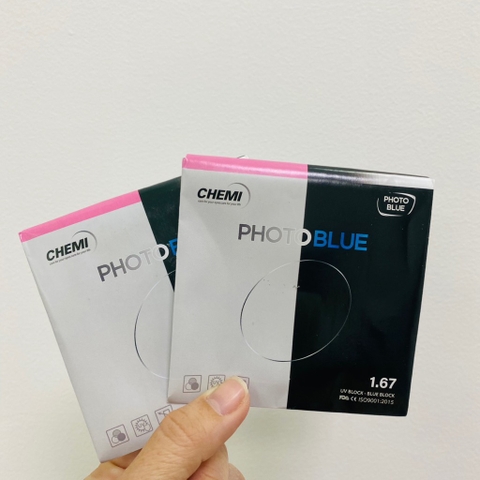 Tròng kính cận/viễn/loạn mỏng 1.67 chemi đổi màu chống ánh sáng xanh thời trang OURESS