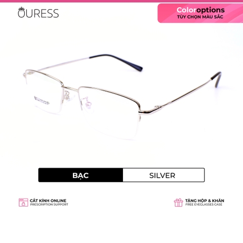 Gọng kính titanium w909 nửa khung xẻ cước thời trang cao cấp nam siêu nhẹ siêu bền OURESS
