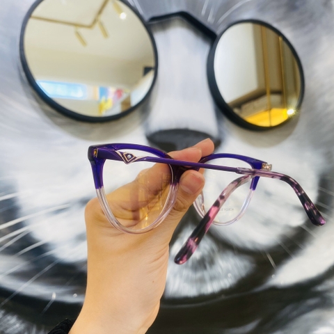 Gọng kính unisex nhựa Acetate cao cấp, dáng mắt mèo thời trang AC8024