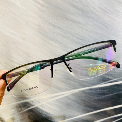 Gọng kính cận D135 3339 nửa khung hợp kim mắt kính OURESS thời trang nam nữ siêu bền