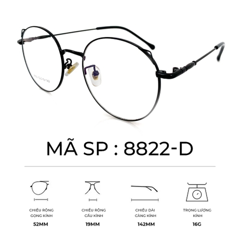 GỌNG KÍNH HỢP KIM SIÊU NHẸ THỜI TRANG - 8822
