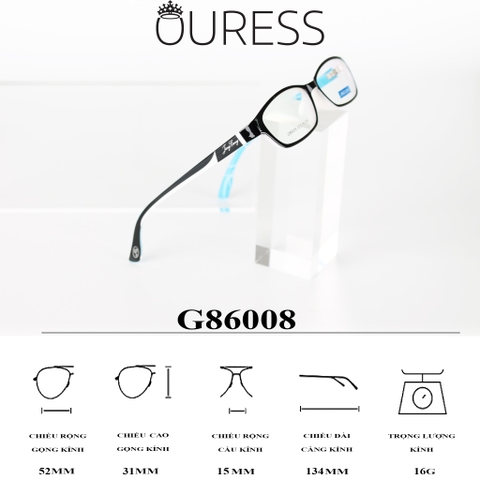 Gọng kính nhựa 86008 thời trang nam nữ cá tính siêu bền OURESS