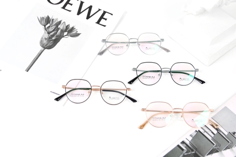 Gọng kính titanium hml6042 thời trang cao cấp nam nữ siêu nhẹ siêu bền OURESS