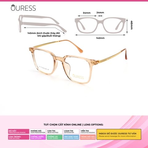 Gọng kính cận M682 chất liệu nhựa titan thời trang mắt kính OURESS nam nữ siêu nhẹ siêu bền