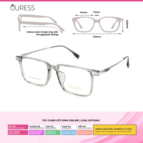 Gọng kính cận MC15022 chất liệu nhựa titan thời trang mắt kính OURESS nam nữ siêu nhẹ siêu bền