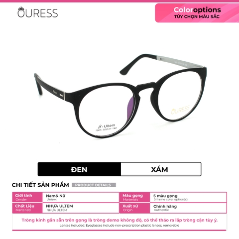 Gọng kính cận 1905 H66035 nhựa dẻo ultem thời trang nam nữ mắt kính OURESS