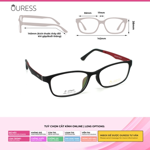 Gọng kính cận 1906 H66004 nhựa dẻo ultem thời trang nam nữ mắt kính OURESS