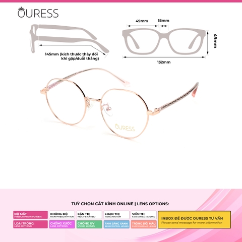 Gọng kính cận 2035 2018 5201315 titan thời trang mắt kính OURESS nam nữ siêu nhẹ siêu bền