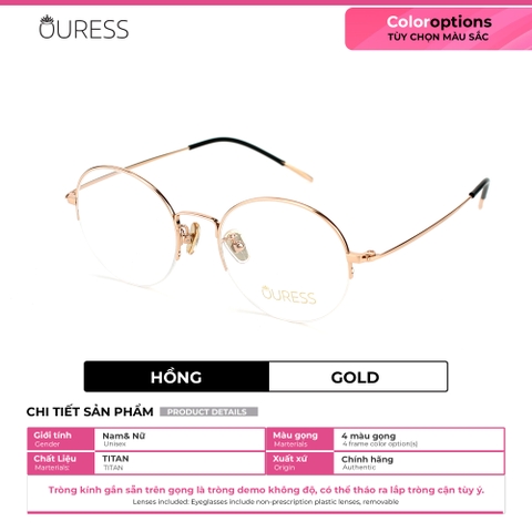 Gọng kính cận titan 80036 nửa khung thời trang mắt kính OURESS nam nữ siêu nhẹ siêu bền