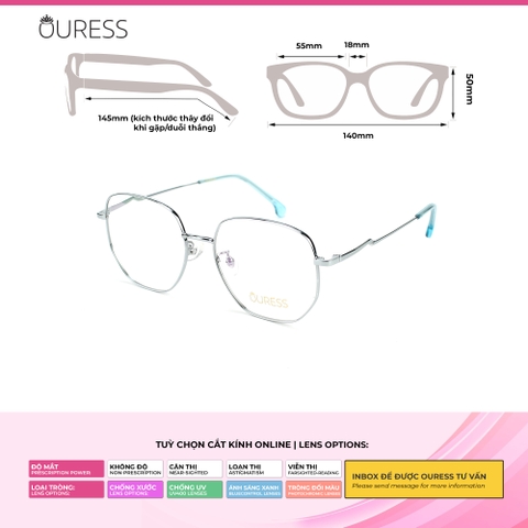 Gọng kính titanium 9065 1276 thời trang nam nữ siêu nhẹ siêu bền OURESS