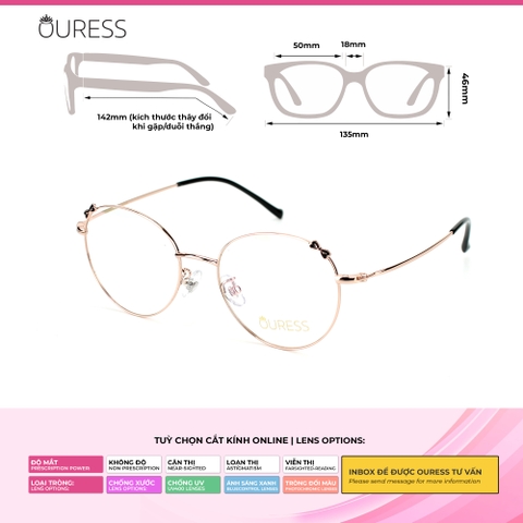 Gọng kính cận 9753 8920 hợp kim thời trang mắt kính OURESS nam nữ siêu nhẹ siêu bền