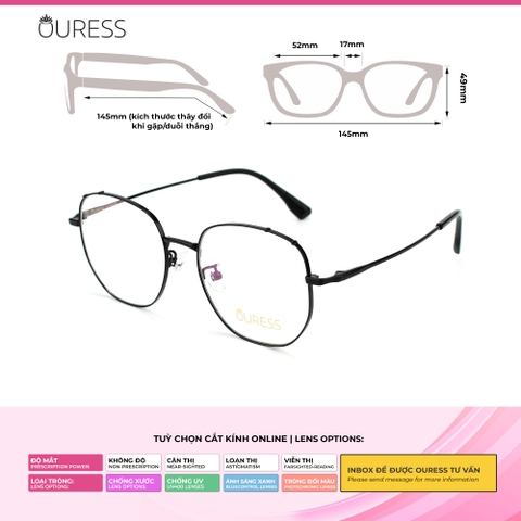 Gọng kính cận S17829 và 5201318 chất liệu titan thời trang mắt kính OURESS nam nữ siêu nhẹ siêu bền