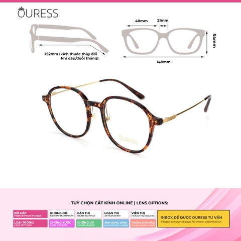Gọng kính cận ZC8002 chất liệu nhựa titan thời trang mắt kính OURESS nam nữ siêu nhẹ siêu bền