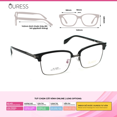 Gọng kính cận ZR76088 ZR76072 nhựa hợp kim thời trang mắt kính OURESS nam nữ siêu bền