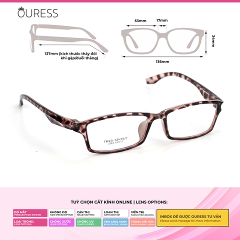 Gọng kính nhựa 2266 thời trang nam nữ siêu nhẹ siêu bền OURESS