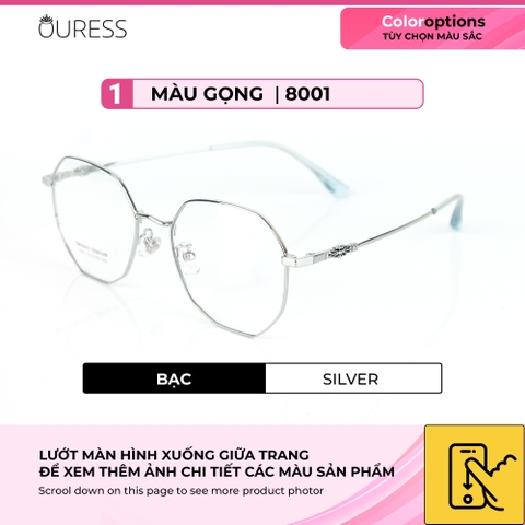 Gọng kính titanium memory 8001 thời trang cao cấp nam nữ siêu nhẹ siêu bền OURESS
