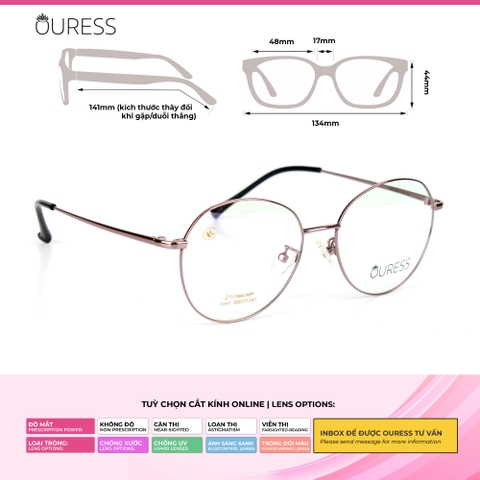 Gọng kính titanium 1045 thời trang nam nữ siêu nhẹ siêu bền OURESS