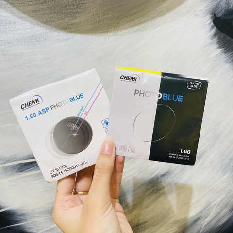 Tròng kính cận/viễn/loạn mỏng 1.60 chemi đổi màu chống ánh sáng xanh thời trang OURESS