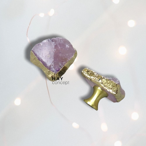 Tay nắm tủ HEALING CRYSTAL AMETHYST ORGANIC | Đồng, Đá thạch anh tự nhiên