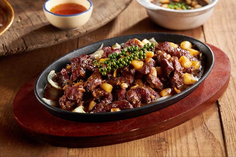 Bò cháy tỏi bản gang tiêu xanh