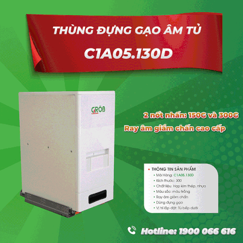THÙNG ĐỰNG GẠO 2 NỐT NHẤN C1A05.130D