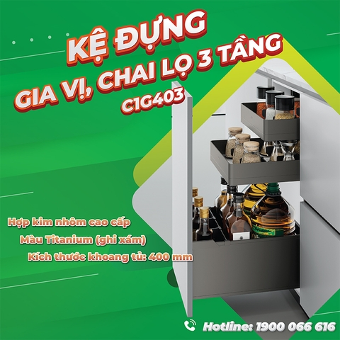 KỆ ĐỰNG GIA VỊ, CHAI LỌ HỢP KIM NHÔM C1G403