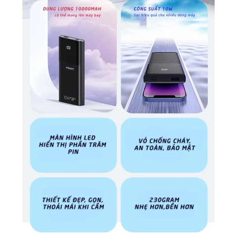 Pin dự phòng PISEN LED Power Station 10000mAh công suất 10W - TP-D33