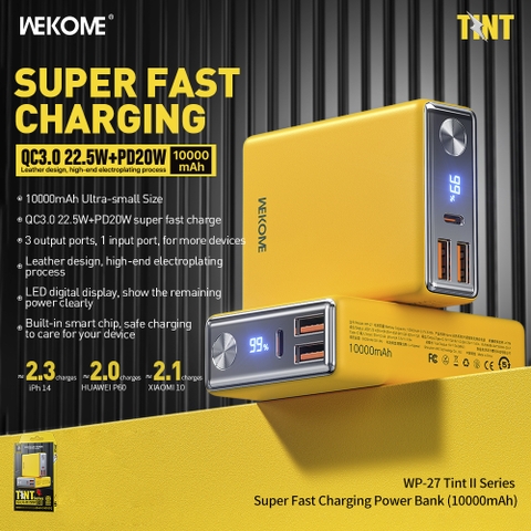 Pin dự phòng WEKOME WP-27 sạc nhanh Q.C 3.0 22.5W & PD 20W