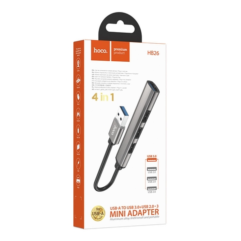 Hub 4 Cổng Hoco HB26 Type-C (ra USB 3.0 + 3 USB 2.0)
