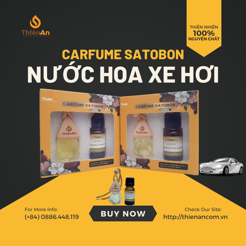 Nước hoa xe hơi CARFUME SATOBON chiết xuất từ tinh dầu Hương Thảo và tinh dầu Sả Chanh, 100% từ thiên nhiên (8ml và 10ml)