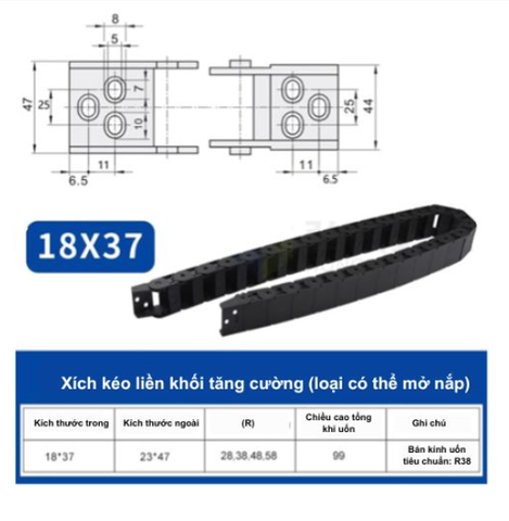 DÂY TRƯỢT CÁP NHỰA – XÍCH KÉO DÂY CNC (NYLON DRAG CHAIN)