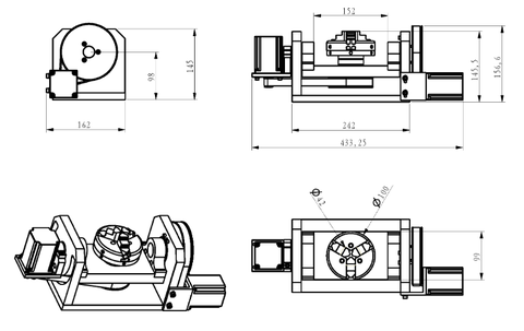 Trục Quay CNC A + C – 2 Phiên Bản: Mặt Bàn Phẳng / Mâm Cặp 100mm