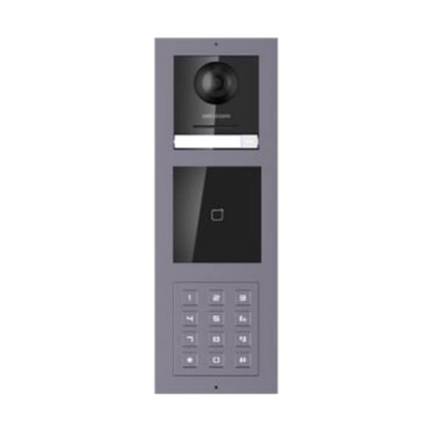 Nút bấm IP Hikvision DS-KIS3500M cho chung cư 500 căn hộ riêng biệt tích hợp module đầu đọc thẻ Mifare, thiết kế sang trọng (Lắp âm tường)