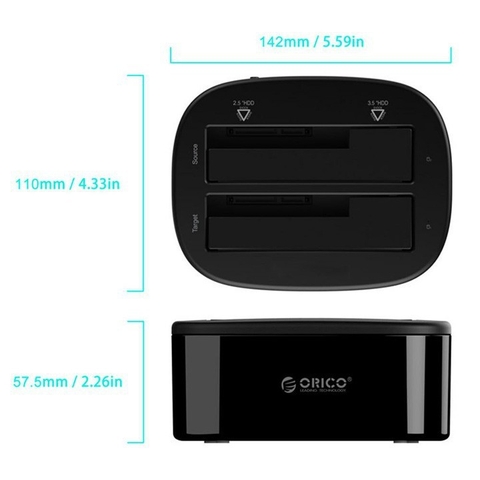 Thiết bị cắm nóng 2 ổ cứng ORICO 6228US3 kết nối USB 3.0