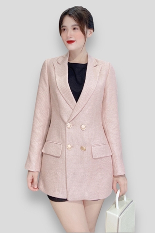 Áo vest phom dài nanton 2 hàng nút - HỒNG