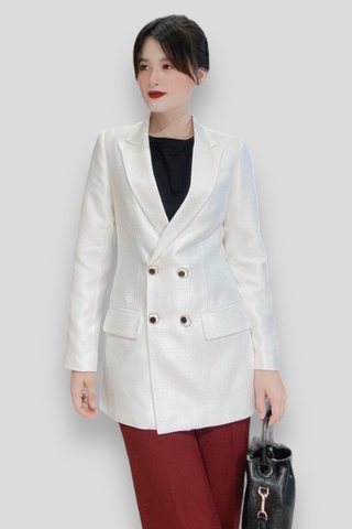 Áo vest phom dài nanton 2 hàng nút - TRẮNG