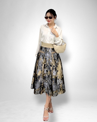 Váy lưng thun túi giả, xếp con sống, dk hong 2l