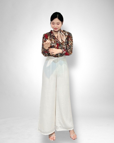 Quần suông lưng 4f - lụa trắng 2l