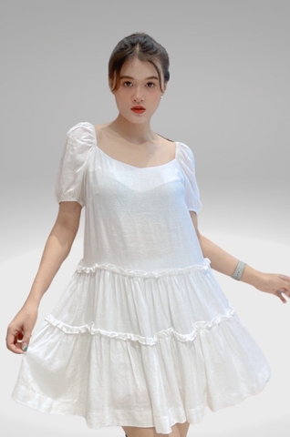 Set quần + đầm babydoll bèo tầng tay chụp