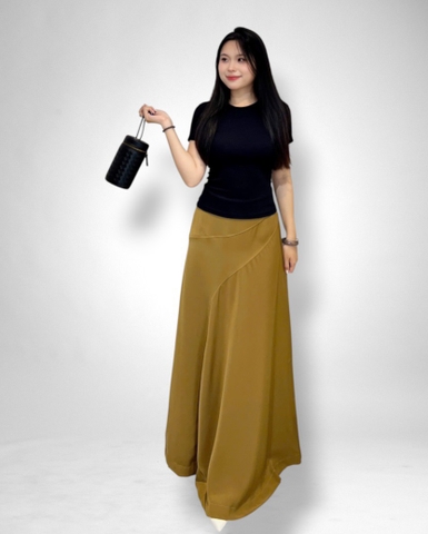 Váy dài lưng liền rã nối 2 lớp - dưa cải
